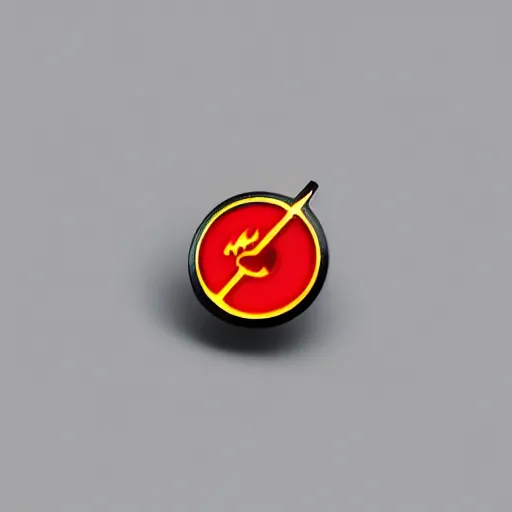 Image similar to a photo of a retro 5 0 s minimalistic clean fire warning enamel pin, studio lighting, behance