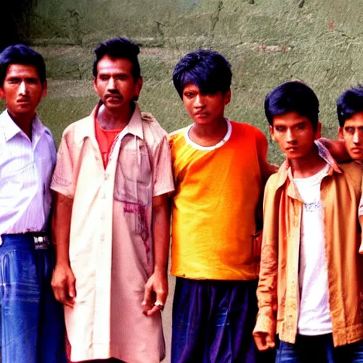 Prompt: nepali young street thugs from 1990s