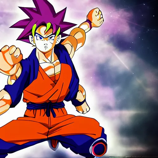 Image similar to fusion of goku and naruto, highly detailed, 4 k