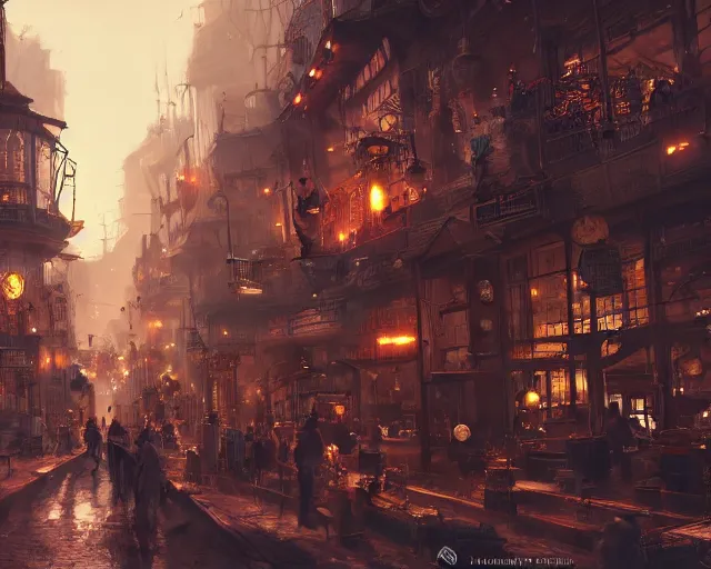 Prompt: bustling underbelly of a thriving steampunk city by james paick, trending on cgsociety, unreal engine, 4 k wallpaper