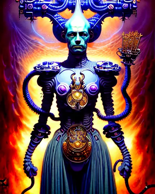 Image similar to the emperor tarot card, fantasy character portrait made of fractals, ultra realistic, wide angle, intricate details, the fifth element artifacts, highly detailed by peter mohrbacher, hajime sorayama, wayne barlowe, boris vallejo, aaron horkey, gaston bussiere, craig mullins
