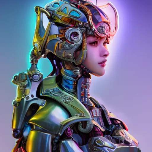 Image similar to studio portrait of lawful good colorful female holy mecha paladin absurdly beautiful, elegant, young sensual graceful woman, ultrafine hyperrealistic detailed face illustration by kim jung gi, irakli nadar, intricate linework, sharp focus, bright colors, matte, octopath traveler, final fantasy, unreal engine highly rendered, global illumination, radiant light, intricate environment