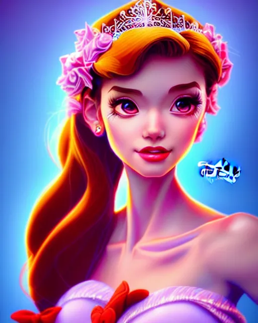 Image similar to richly detailed color illustration of a disney-princess-con-artist illustrated by Artgerm and Mina Petrovic and Timothy Kong and Marina Federovna. 3D shadowing