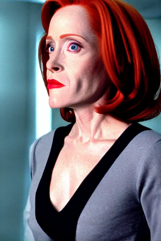 Prompt: dana scully transforming into an alien