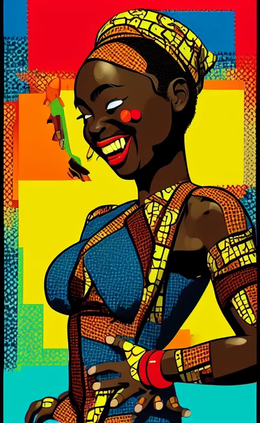 Image similar to mama africa laugh at her child!!! pop art, pixel, bioshock, gta chinatown, artgerm, richard hamilton, mimmo rottela, julian opie, aya takano, ultra realistic visual!!!