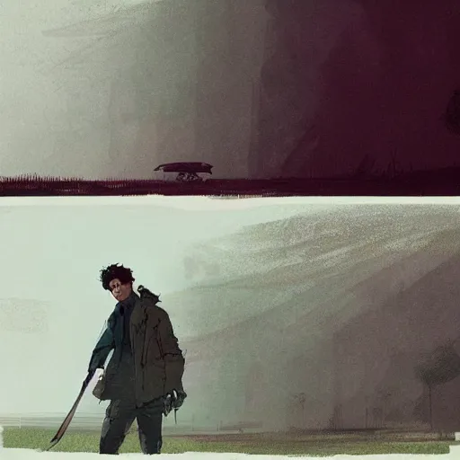 Image similar to timothee chalamet, concept art by jama jurabaev and ismail inceoglu and sparth, cel shaded, cinematic shot, trending on artstation, high quality, brush stroke, lawns, lonely atmosphere