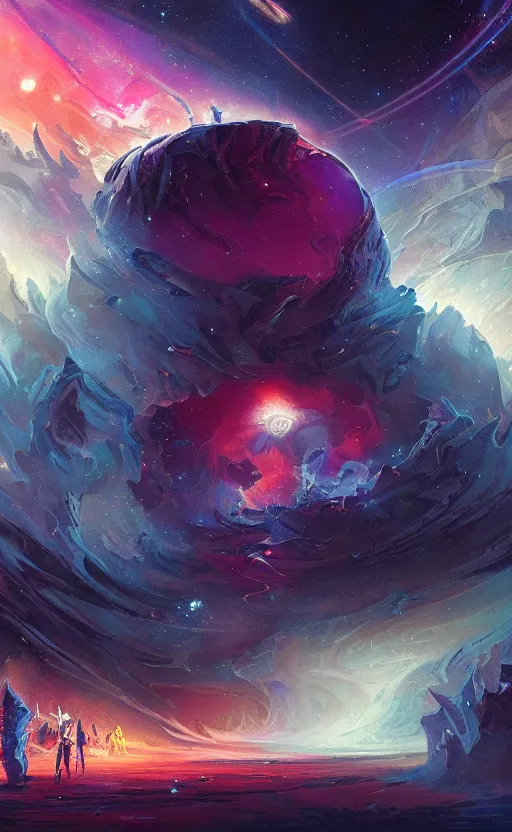 Prompt: a beautiful artwork illustration, labyrinth in a galactic nebula, high contrast, high contrast, high contrast, vibrant colors, vivid colors, high saturation, by Greg Rutkowski and Jesper Ejsing and Raymond Swanland, featured on artstation, wide angle, vertical orientation