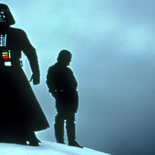 Image similar to a still from the movie star wars the empire strikes back, starring christian bale as luke skywalker