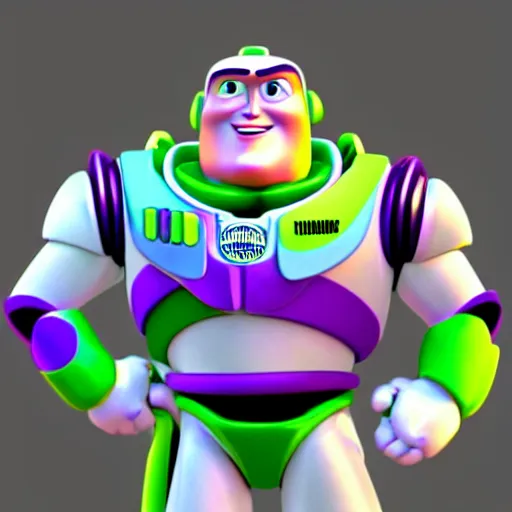 Image similar to realistic! photo of buzz lightyear with a buzz cut hairstyle, trending on artsation, 8k