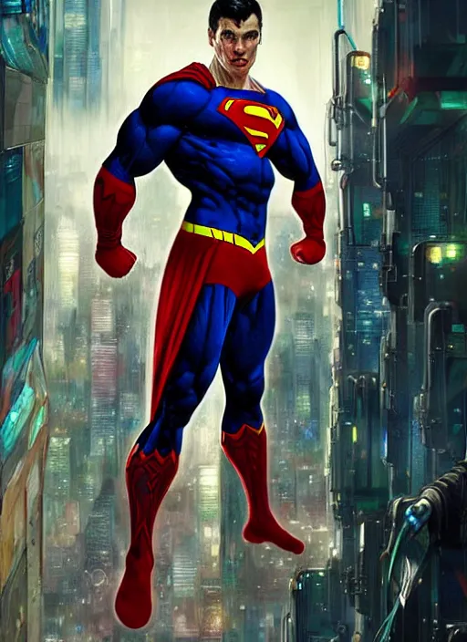 Prompt: portrait of crossfit fitness superman!, futuristic detailed ornate cyberpunk costume!, red and black costume!!!, pale skin!, no logo!!!, painted art by tsuyoshi nagano, greg rutkowski, artgerm, alphonse mucha, spike painting