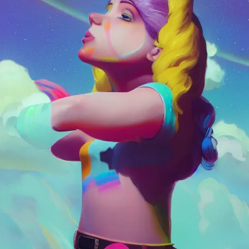 Image similar to painted portrait of a rainbow brite, fantastically pastel colors, octane render, matte painting concept art, official fanart behance hd artstation by jesper elsing, by rhads and makoto shinkai and lois van baarle and ilya kuvshinov and rossdraws