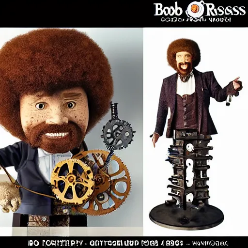 Image similar to Bob Ross as a clockwork robot steampunk style, highly detailed, intricate, various gears, studio lighting, award winning, by Chris Cole, Ken Draim, David Bowmen