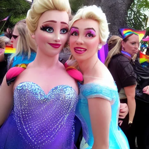 Prompt: elsa at lesbian pride