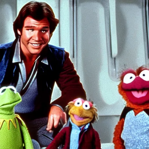 Prompt: han solo hosting the muppet show