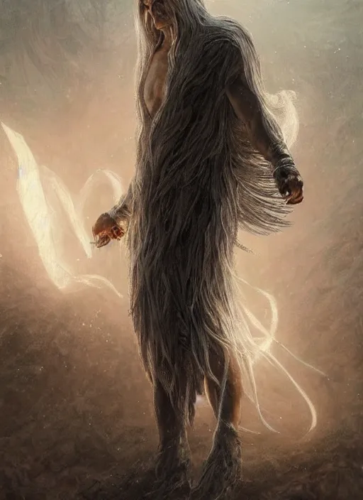 Image similar to Portrait of Dolph Lundgren, white glowing eyes, silver shaggy hair, cloak, ethereal wings, male, fantasy, extremely detailed, digital painting, artstation, concept art, smooth, sharp focus, illustration, stunning lighting, art by artgerm and greg rutkowski and alphonse mucha and simon stalenhag, realistic character concept, high fantasy, light atmosphere, golden ratio, cinematic lighting, hyperdetailed, high resolution, insanely detailed and intricate, artstation, Marc Simonetti, Greg Rutkowski, 8k