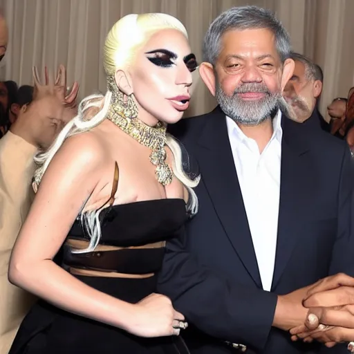 Prompt: an image of Lady Gaga and Lula President