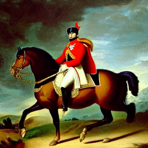 Image similar to painting of napoleon bonaparte on his horse by bob ross