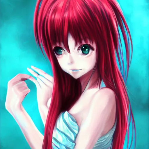 Image similar to realistic painting of Lucy from the anime Elfenlied in the style of RossDraws