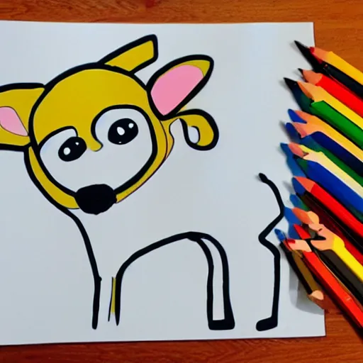 Prompt: picture of an animal from a children's coloring book, simple line art