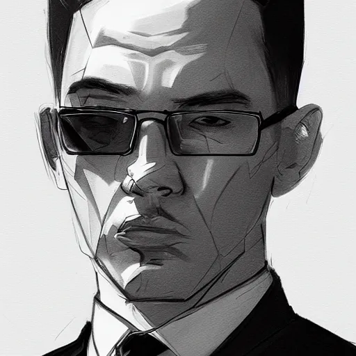 Prompt: a well designed portrait of an fbi agent, detailed, realistic, sketch style, artstation, greg rutkowski, 8 k resolution.