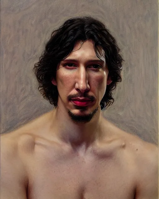 Image similar to beautiful realistic artistic detailed portrai of adam driver by gaston bussiere, donato giancola