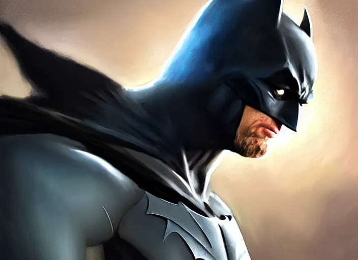 Image similar to highly detailed portrait of kevin conroy as batman, stephen bliss, unreal engine, art by greg rutkowski, loish, rhads, ferdinand knab, makoto shinkai and lois van baarle, ilya kuvshinov, rossdraws, tom bagshaw, global illumination, radiant light, detailed and intricate environment