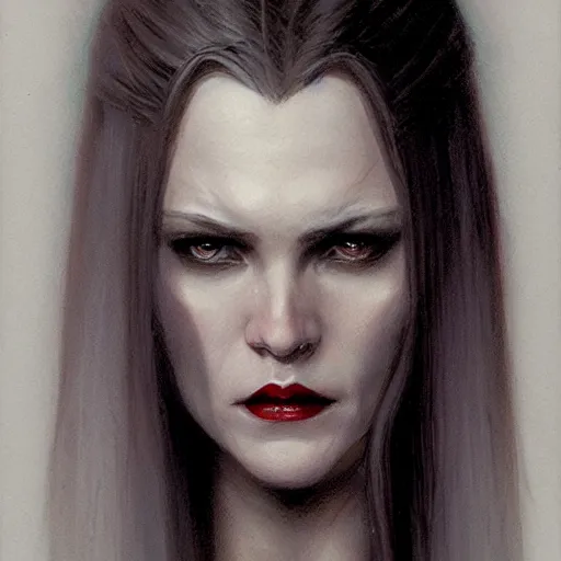 Prompt: portrait of a lady vampire, 35mm, depth of field ominous, sharp, detailed, photorealistic, high definition, 4k, artstation, donato giancola, Greg Rutkowski, matthew benedict, character design