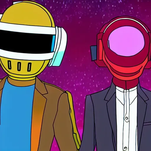 Image similar to Daft punk in an episode of Rick and Morty,