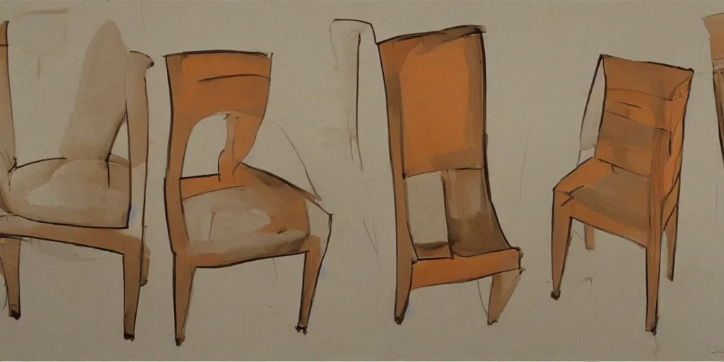 Image similar to furniture designs in the style of modigliani, design sheet