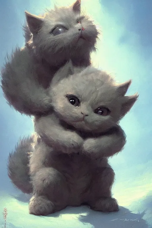 Image similar to a very cute character baby creature from the thing movie and dragon ball and kawai cat, beautiful painting by louis remy mignot, greg rutkowski, ilya repin, nice lighting, smooth tiny details, soft and clear shadows, low contrast, perfect