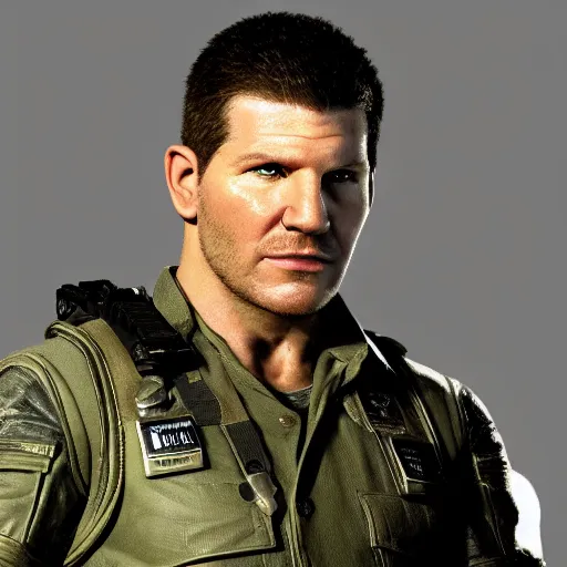 Image similar to David Boreanaz as chris redfield, 4k, high detail, high-resolution photograph