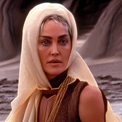 Image similar to Sharon Stone in the movie Dune