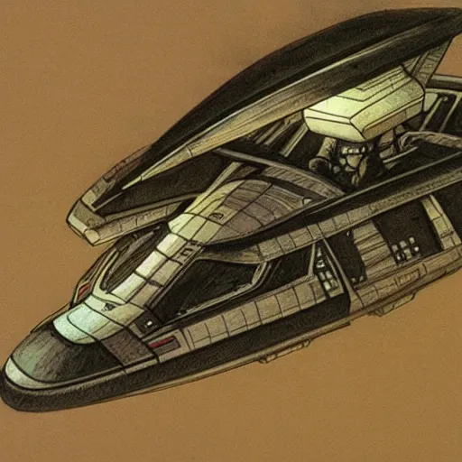 Image similar to A spaceship by Ron Cobb concept art for Alien