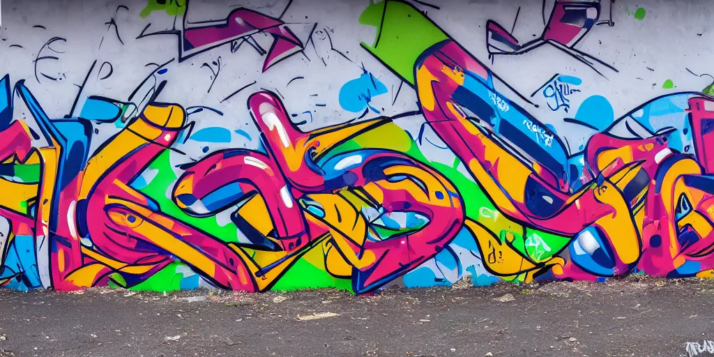 Prompt: 3 d! graffiti, gradients! extreme wide angle, arrows, drips, in the style of daim!, totem, fleks, odeith