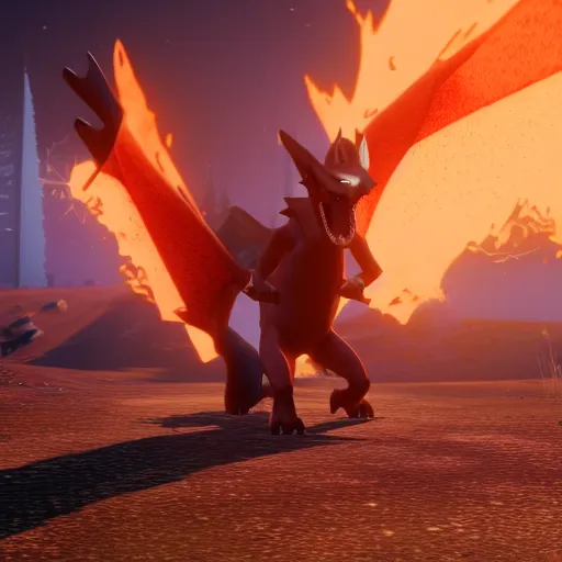 Prompt: Film still of Charizard, from Red Dead Redemption 2 (2018 video game)