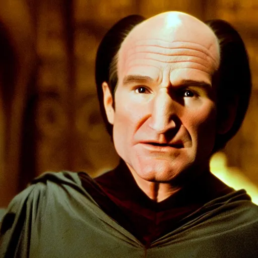 Image similar to Robin Williams playing Voldemort in Harry Potter, screenshot