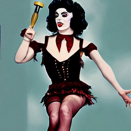 Image similar to Dr. Frank N Furter as a World War II pin up girl