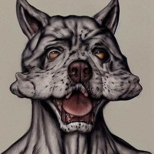 Image similar to dogman, dog head, superhero body, evil, rob liefeld, photorealism