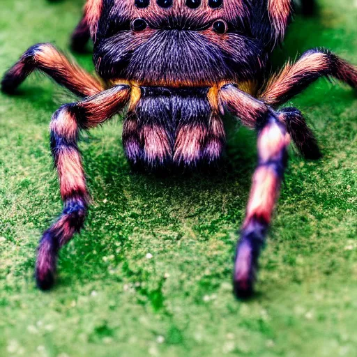 Image similar to dog spider hybrid, bold natural colors, national geographic photography, masterpiece, in - frame, canon eos r 3, f / 1. 4, iso 2 0 0, 1 / 1 6 0 s, 8 k, raw, unedited, symmetrical balance