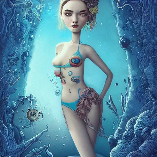 Image similar to Lofi aquatic portrait Pixar style by Joe Fenton and Stanley Artgerm and Tom Bagshaw and Tim Burton