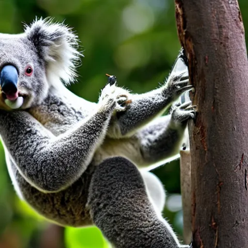 Prompt: koala with cigar in mouth