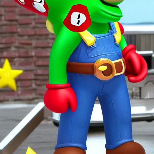 Image similar to Johnny Depp as Super Mario in the live-action Super Mario Bros movie