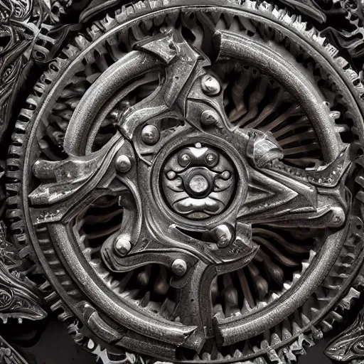 Image similar to A biomechanical ornate wolf made of engraved full plate armor and gears, Macro shot by Justin Gerard, unreal engine, physically based rendering