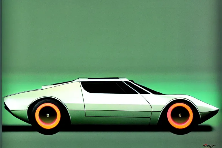 Prompt: designed by giorgetto giugiaro stylized poster of a single 1 9 6 9 amc amx / 3 citroen ds bmw m 1 concept, thick neon lights, ektachrome photograph, volumetric lighting, f 8 aperture, cinematic eastman 5 3 8 4 film