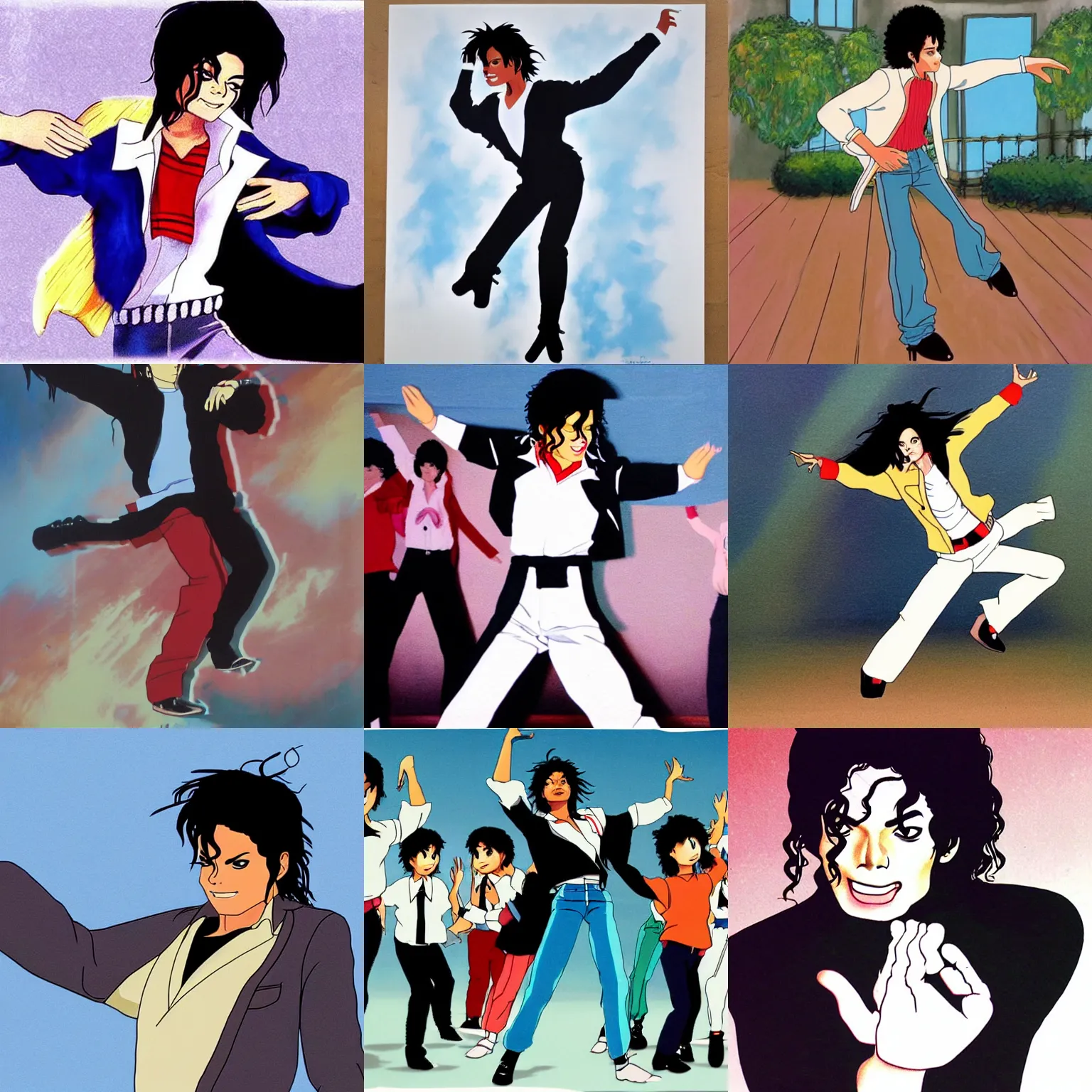 Prompt: Michael Jackson dancing by Studio Ghibli