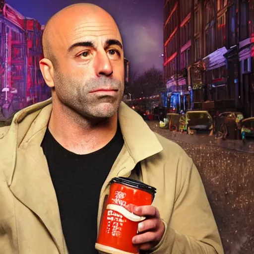 Prompt: joe rogan drinking milk high on shrooms in berlin on new years eve