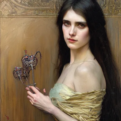 Image similar to a painting in the style of donato giancola, and in the style of tom bagshaw, and in the style of john william waterhouse. smooth, sharp focus, semi - realism.