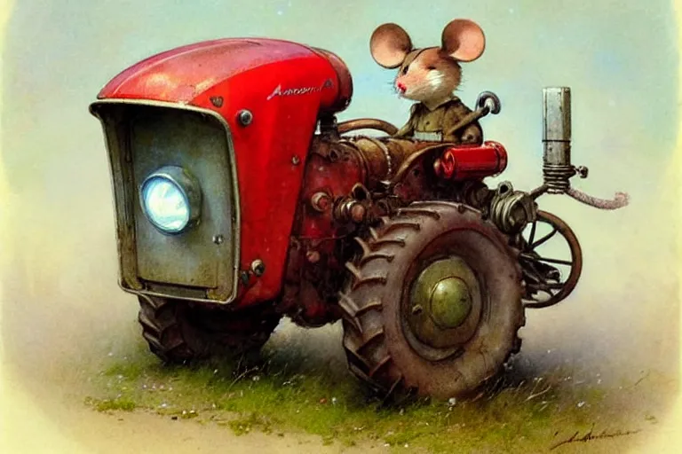 Image similar to adventurer ( ( ( ( ( 1 9 5 0 s retro future robot android fat mouse tractor. muted colors. ) ) ) ) ) by jean baptiste monge!!!!!!!!!!!!!!!!!!!!!!!!! chrome red