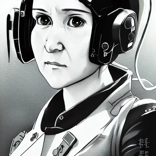 Image similar to portrait of marie curie as a fighter pilot, anime fantasy illustration by tomoyuki yamasaki, kyoto studio, madhouse, ufotable, square enix, cinematic lighting, trending on artstation