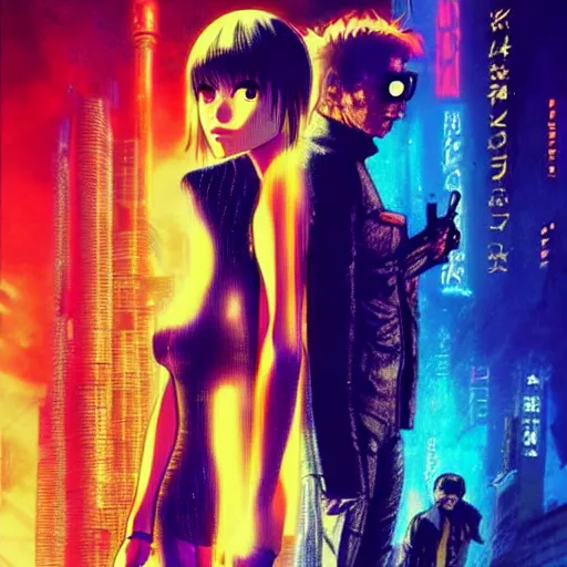 Image similar to an anime cute girl in blade runner 2047